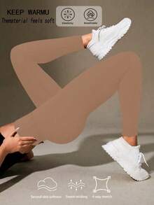 Quần yoga cạp cao co giãn giúp thon gọn cho nữ, quần legging thường ngày thoải mái cho mùa hè. - màu đất - Xem 1