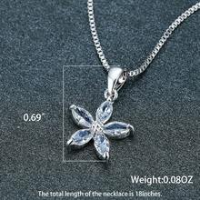 One Sweet Five-Petal Flower Blue Horse Eye Shaped Synthetic Zirconia Necklace Engagement Wedding Necklace Daily Jewelry Valentines - Pendant Necklace - View 5