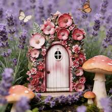 1,0 cm de grosor Mini puerta de hadas Decoración de paisaje micro, Suministros de plantación de musgo en maceta, Adorno de modelo de puerta de hadas, Adecuado para decoración de patio y jardín, Decoración de exteriores y jardín, Adorno de jardinería (Artesanía de madera de doble capa) - JLM022 - Ver 6