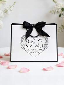 1pc Personalized Bridesmaid Gift Bags, Customize Text,Custom Wedding Gift Bags, Bachelorette Party Bag, Bridal Party Gift Bag, Ribbon Gift Bag,Elegant Gift Bag,Personalized Bridesmaid Gift Bag, Elegant Bridal Party - Multicolor - View 9