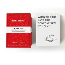 HEART BRIDGE 1PC Deep Conversation Game Cards, Tabletop Game, Party Entertainment Game Activity, Powerful Conversation Interaction Tool. Christmas/Valentine's Day/Halloween, Suitable For Perfect Game Nights | 54 Cards - Red - View 3