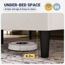 Allewie Full/Queen/King Size Bed Frame With Adjustable Velvet Upholstered Headboard, Rivet-Style Nailhead Trim Detail Platform Bed Frame, Wooden Slat Support, No Box Spring Needed, Easy Assembly, White - trắng - Xem 6