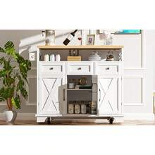 Storage Islands & Carts - White + MDF + Metal - View 8