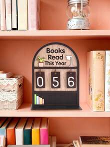 1 Set Wooden Annual Reading Tracker Decor - Can Record 999 Books, Coffee Color Annual Reading Tracker, Office Decor, Living Room & Bedroom Decor, Study Space Decor, Bookshelf Decor, Cabinet Decor, Desk Decor, Retro Decor, Bookstore Counter Decor, Room Decor, Home Decor, Gift For Bookworms, Perfect Gift For Book Lovers, Reading Challenge Gift, Home Accessory, Birthday Gift - Brown - View 10