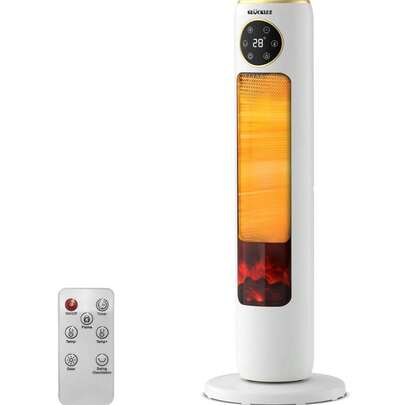 Glückluz Calefactor Eléctrico 2000W - Caletador Electrico para Hogar con Llama 3D Dinámica, Calefacción Rápida, Radiador Eléctrico Silencioso, Remote Control