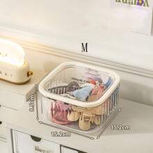 1pc Multi-Functional Dust-Proof Cosmetic Storage Box, Hair Accessory Organizer, Makeup Box, Desktop Trash Can, Women's Organizer Box, Travel Essential, Dorm Storage, Autumn Decor - Transparent - View 13