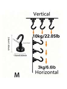 Móc từ tính chịu lực cao 50lbs, nam châm neodymium đen mạnh mẽ, kèm móc treo đồ nặng, dễ lắp đặt, không cần khoan. Móc từ tính siêu mạnh, lực hút cực mạnh, thích hợp cho tủ lạnh, nhà bếp, tủ đựng đồ, văn phòng, trường học. Phụ kiện thiết yếu để sắp xếp nhà cửa. - màu đen - Xem 12