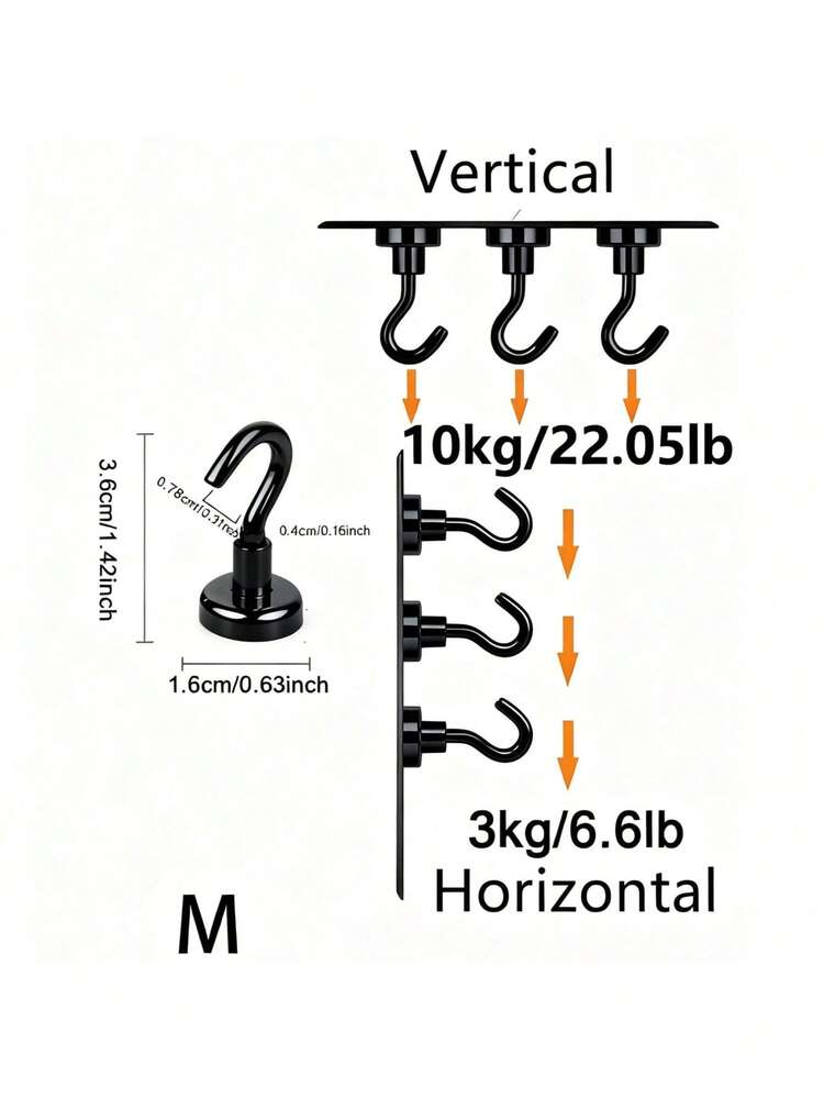 Móc từ tính chịu lực cao 50lbs, nam châm neodymium đen mạnh mẽ, kèm móc treo đồ nặng, dễ lắp đặt, không cần khoan. Móc từ tính siêu mạnh, lực hút cực mạnh, thích hợp cho tủ lạnh, nhà bếp, tủ đựng đồ, văn phòng, trường học. Phụ kiện thiết yếu để sắp xếp nhà cửa. - màu đen - Xem 11