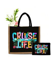 Bộ túi tote và túi đựng đồ bằng vải lanh chủ đề Du lịch biển, họa tiết cây dừa, vỏ sò, cá heo, sao biển, in hình cuộc sống du lịch biển, túi xách tay và túi đựng mỹ phẩm, túi đựng đồ nhẹ, có thể gấp gọn, đồ dùng cần thiết cho bãi biển, túi mùa hè cho nữ, túi mua sắm bằng vải lanh dung tích lớn, túi tote mua sắm và túi đựng mỹ phẩm tái sử dụng, túi đựng sản phẩm chăm sóc da, túi đựng sạc, túi đựng sơn móng tay, hoàn hảo cho du lịch, kỳ nghỉ, lễ hội và bãi biển. - Nhiều màu - Xem 8