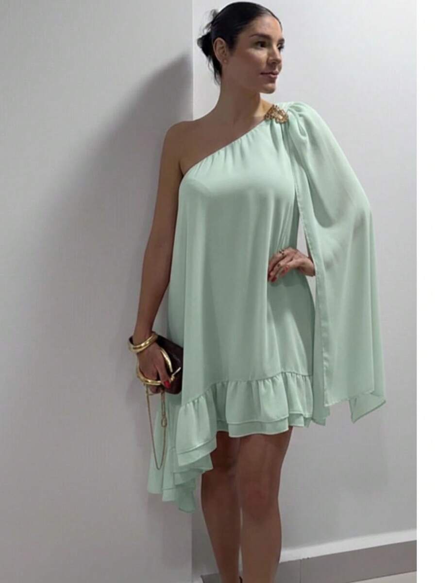 Stylish Women's Short Dress, Ideal For Special Occasions, Parties, Or Elegant Events. - 薄荷綠 - 查看 1