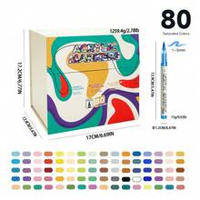 12/24/26/48/60/80/120/168色涂鸦笔，丙烯马克笔，笔尖灵活，混合色套装，防水可叠色，适用于DIY涂鸦绘画，也适用于岩石绘画、书法、剪贴簿、手写、卡片制作、黑色卡纸、石头绘画、圣诞装饰、木材、塑料、画布等材质，精美礼盒包装，特别适合作为男孩/女孩学生礼物、返校礼物和教师奖励。 - 套裝 - 查看 13