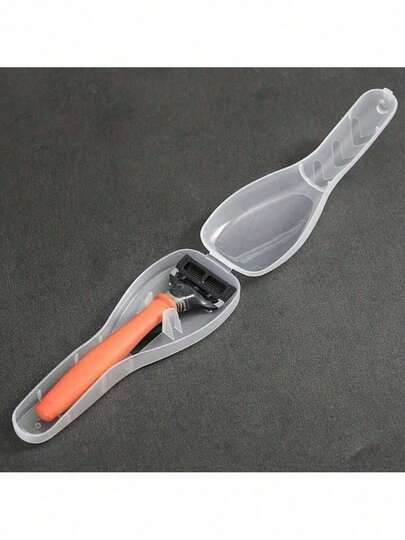 1pc Plastic Travel Razor Case Outdoor Camping Business Trip Portable Razor Holder Container Storage Shaving Box (Not Include Shaver)