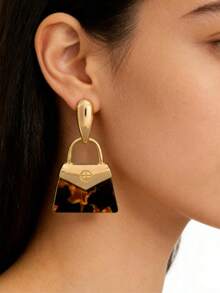 1 Pasang Anting-Anting Berbentuk Tas Motif Leopard yang Chic dan Personalisasi Gaya Y2K Harajuku (Gradien Warna & Tekstur Acak) - MultiWarna - View 4