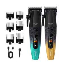 1个Hatteker男士电动理发器，智能数字显示屏理发器，沙龙级理发剃须刀 - 彩色 - 查看 2