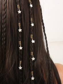 10pcs Women's Braided Star Hair Accessories, Faux Pearl Star Hair Decorations For Festivals, Parties, Outdoor Hair Styling, Cute, Unique, Fashionable Hair Clips, Suitable For Festival, Claw Clips, Hair Barrettes, Head Accessories - Gold - View 1