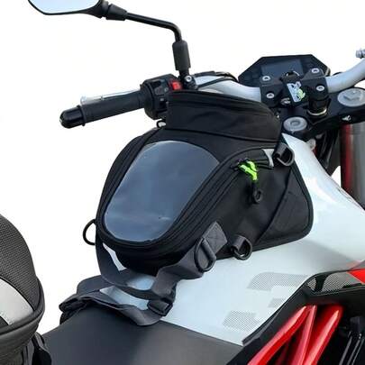 Mochila de motocicleta expandible, bolsa de cintura y bolsa de tanque para motociclista de alta resistencia, equipo de viaje suave y duradero con cierre de cremallera y bolsillos prácticos, compatible con motocicleta para viajes de larga distancia