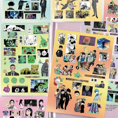 8pcs Psychic Percentage Cutting Stickers, Combination Of Campus And Superpowers, Waterproof Sticker Material For Phone Case Decoration