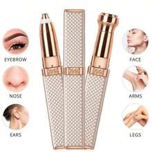 Nuevo afeitadora eléctrica de oro rosa para mujeres, recargable por USB, diseño de doble cuchilla para mejillas, labios, barbilla, línea del bikini y axilas, recortadora portátil, regalo perfecto para vacaciones, afeitadora de diamantes, totalmente automática - Multicolor - Ver 15