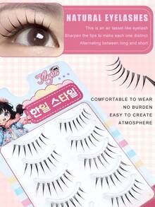 5 Pairs Japanese Cartoon Pointed Transparent Invisible Lashes, Natural Sweet Soft Lightweight Faux Eyelashes, Suitable For Dates, Travel, Portable - Spiky Manga Lashes - View 4