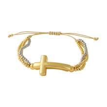 1pc Valentine's Day Creative Fashion Elegant Exquisite Gorgeous Light Luxury Copper Heart Pentagram Cross Multi-Layer Beaded Mixed-Color Braided Bracelet For Women Sisters Couples Delicate Jewelry Gift, Suitable For Summer Daily Dates Parties Holidays Gifting Vacation Wear Adjustable Size Wristband - Gold - View 9