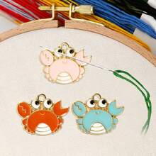 GIURKUU 3pcs Animal Pattern Magnetic Needle Minder, Cute & Fun Design, Suitable For Cross Stitch, Embroidery, Sewing Needle Craft Organizer - 3 Crabs - View 2