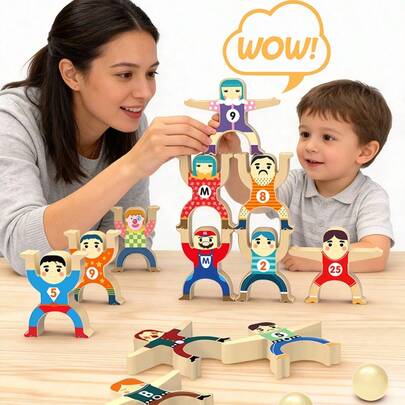 适合3岁以上儿童的大力士叠叠乐益智游戏，采用优质材料制成，适合旅行、聚会、家庭之夜、生日、情人节、复活节等场合作为礼物。有助于培养手眼协调能力和形状识别能力。