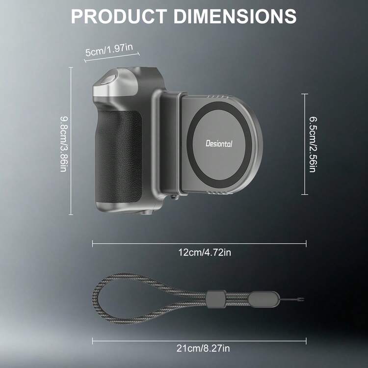 Magnetic Smartphone Selfie Grip Handle, Convenient Shooting Camera Grip With Wireless Remote Control, Compatible With All Phones, Supports Video Recording. - Silver - View 9