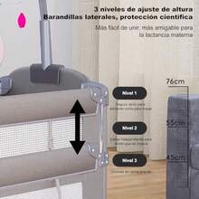 cunas para bebésMYXSRI Cuna para Bebe Cuna Colecho para Bebe Junto a La Cama con Cambiador de Pañales Colchón Barra de Juguetes Bolsa Organizadora para Recién Nacidos y s Pequeños - negro - Ver 4