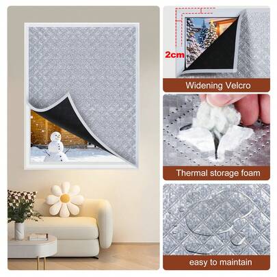 1 tấm rèm cách nhiệt cản sáng - Trang trí nhà cửa, kiểu dáng cổ điển, sử dụng trong nhà, cản 90% tia UV, giảm chói và nóng, không cần khoan, dễ dàng dán.