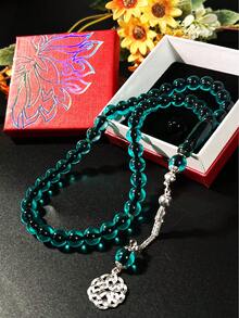 1pc Transparent Tasbih Prayer Beads, Ramadan Single Bead Metal Pendant Rosary, Islamic Prayer Counting Beads, Middle Eastern Religious Accessory, Gift Box - Multicolor - View 2
