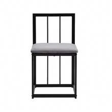 Set Of Six Tables And Chairs: (White Table With Black And Gold Iron Frame, Grey Chair Back Seat And Cushions), White, Gold. - Black - View 7