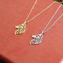 Varghängen Halsband För Kvinnor Män Par Rostfritt Stål Unika Djursmycken Choker Smycken Födelsedagspresenter - Silver 1 - Visa 2