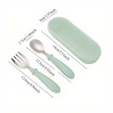 Juego de Cuchara y Tenedor de Acero Inoxidable con Diseño de Estrella Personalizable, Ideal para Comidas Diarias y Regalos - Verde - Ver 6