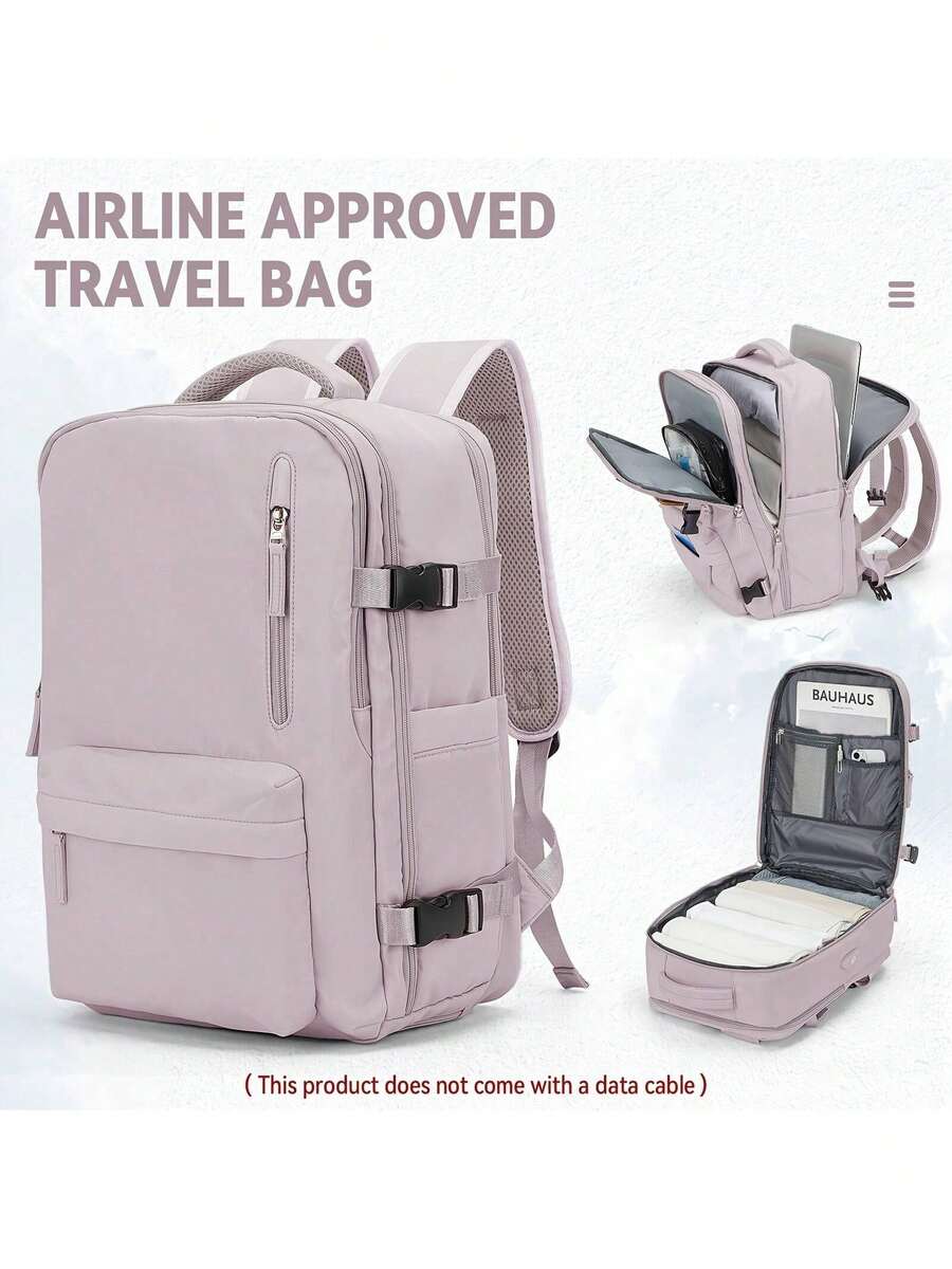 17-Inch Laptop Business Work Waterproof Backpack, Large Travel Backpack For Both Men And Women, Handbag, With Laptop Compartment, Suitable For Carry-On Luggage, Carry-On Luggage Box, Super Large Travel Backpack, Suitable For Business Trips, Travel Bag, Suitable For School, Suitable For Both Men And Women. - Bụi hồng - Xem 1