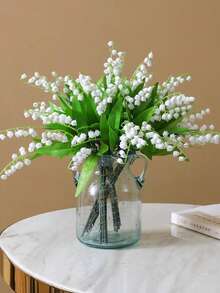 10支仿真铃兰花束，白色塑料仿真花，适用于家居装饰，厨房、餐桌、客厅、卧室、书桌、订婚、婚礼、新娘捧花、派对、情人节、母亲节、感恩节、新年、生日礼物 - 彩色 - 查看 5
