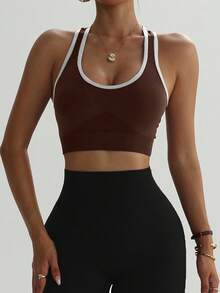 Women's Seamless Knit Racerback Workout Tank Top - Chocolate Brown - View 6