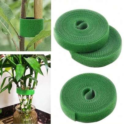 1/2/3/5/10m Reusable Garden Twine, Double-Sided Plant Support Tape, Designed For Climbing Vines, Tomatoes & Branches. Green Plant Hanging Hook & Loop Fastener Tie, Freely Trimmed And Adjusted Length. Suitable For Tree Trunk Support, Outdoor Gardening And Floral Binding, Weather-Resistant, Reusable. Also Applicable For Vine Shaping And Cable Management, An Essential Tool For Home Gardening, Balcony Planting, And Yard Maintenance, Making Plant Growth More Neat And Beautiful.