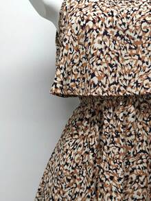 Happy Girl Casual Elegant Woven Fabric Double Layer Design Comfortable Vacation Style Women Dress, Spring/Summer - Brown - View 7