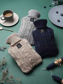 1pc 1000ml/2000mlHot Water Bag Filled With Water, Warm Water Bag For Women, Hot Compress For The Stomach, Student Size, Water Filled, Warm Hands, Cute Plush Baby - Navy Blue - View 4