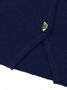 Women's Irregular Metal Button Front Cropped Knit Vest, Slim Fit Sleeveless Crew Neck Textured Rib-Knit Crop Tank Top - Spring Summer Chic Elegant Feminine Casual Wear & Office Lady Workwear (Blue) - 藍色 - 查看 9
