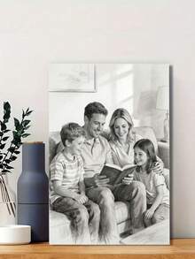 Customizable Wooden Frame Canvas Wall Art - Personalized Family Portraits And Action Photos, Printed, Suitable For Living Room, Bedroom Or Home Office Decor, Cozy Room Accents, Quality Reproduction Framed Canvas Painting - Multicolor - View 3