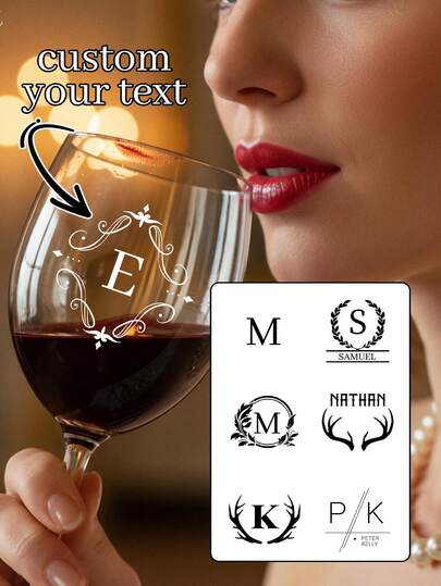 1/4/8pcs Valentine's Day Wine Glass Decals,Customize Text,Personalized Name Vinyl Stickers,Valentine's Day Gift, Couple Gift,Unforgettable Gratitude Gift For Celebrating Special Days,Personalized Weddings And Romantic Occasions Gifts
