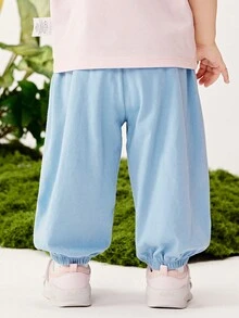 mini bala Quần dài mềm mại, thoáng mát, nhanh khô cho bé gái, thích hợp mặc mùa hè. - màu xanh băng - Xem 5