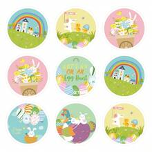 24pcs Easter Gift Bags - Kraft Paper Gift Bags With Rabbit, Eggs, Chick Patterns, Includes 18pcs Easter Element Stickers - Multicolor - View 8