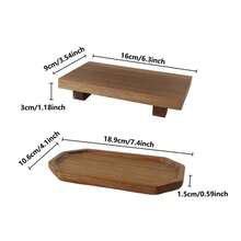 1件装木质浴室托盘，浴室收纳整理架，淋浴托盘，浴室装饰，皂液器架，多功能梳妆托盘，卧室香薰及首饰展示托盘，理想的乔迁、斋月、生日礼物，也可作餐盘使用 - C-木色 - 查看 10
