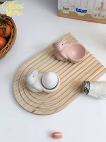 1pc European Style Creative Ceramic Rabbit Egg Cup, Small And Fresh Minimalist Decoration For Breakfast Table, Living Room, Kitchen, Gift, Egg Stand, Serving Tool Christmas Gift - Multicolor - View 9