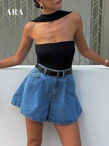 Áo hai dây kiểu Pháp màu đen dành cho nữ của ARA CHIC, thiết kế hở lưng, ôm sát, không tay, thích hợp cho hẹn hò và du lịch, sản phẩm mới ra mắt mùa xuân/hè 2026. - màu đen - Xem 6