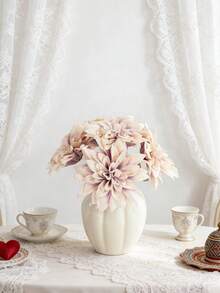 5 pezzi Fiori artificiali di dalia color champagne con steli, fiori finti in seta, piante di simulazione, adatti per decorazione domestica, centrotavola primaverile per tavolo da pranzo, centrotavola da giardino esterno, feste, regali - Colore caffè viola - Visualizzare 7
