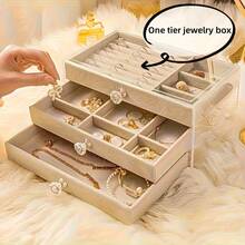 1 Hộp đựng trang sức acrylic 6 ngăn có ngăn kéo - Được thiết kế để đựng bông tai, nhẫn và dây chuyền. Hộp đựng trang sức này có lớp lót giả da và thiết kế hiện đại, có thể chứa được một lượng lớn trang sức. - Nhiều màu - Xem 6