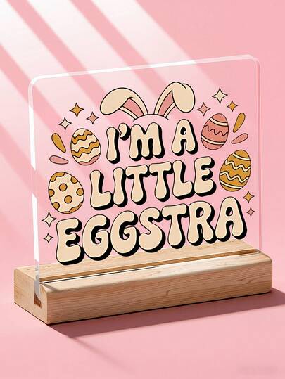 1 件装“我有点小惊喜”复活节亚克力桌面摆件，趣味十足的春季假日桌面装饰，适用于家庭办公室卧室房间装饰，美观的节日礼物，适合送给女性朋友、老师，用于生日、复活节庆祝活动，复活节装饰品，复活节礼物，家居装饰，派对装饰，桌面装饰